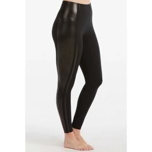 SPANX by Sara Blakely Leggings Gloss Side Stripes Women’s Size Large Black